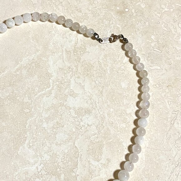 Genuine White Moonstone Graduated Bead Necklace,Classic Gemstone Beaded Necklace - Picture 13 of 17